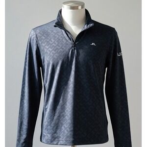 J.Lindeberg Mens Luke Deboss Mid Layer Navy Blue Quarter Zip Pullover Size XL